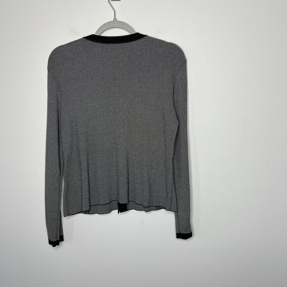 Talbots Sweater Womens Small Black White Made Italy Button Cardigan Knit Pockets - Picture 3 of 11